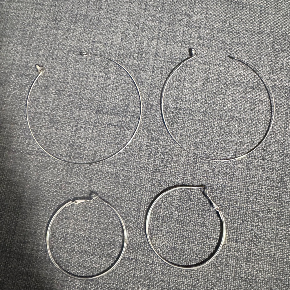 Silver Hoop Earrings Bundle